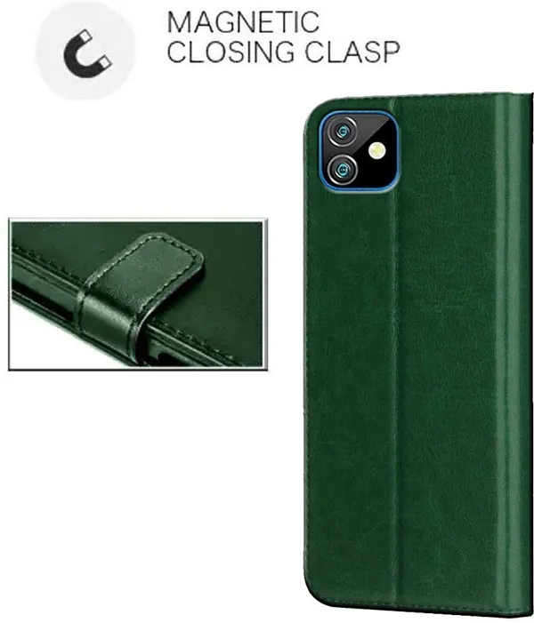 Green_Artificial_Leather_Gionee_Pro_Max_Flip_Cover