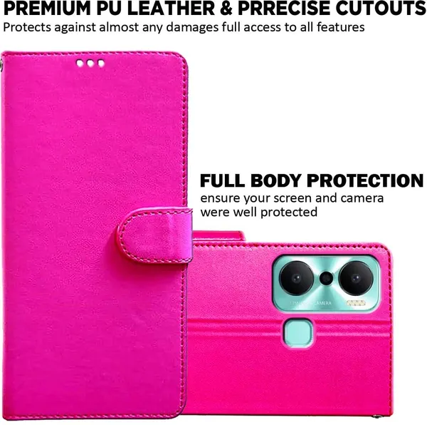 Pink_Artificial_Leather_Infinix_Hot_20_Play_Back_Cover