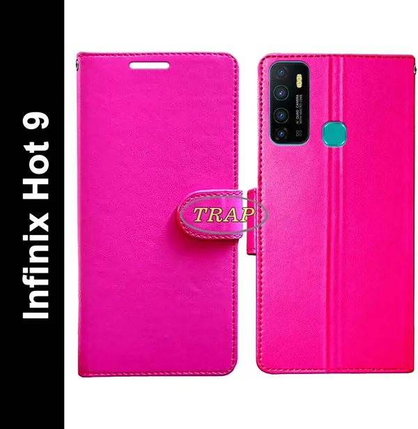 Pink_Artificial_Leather_Infinix_Hot_9_Back_Cover