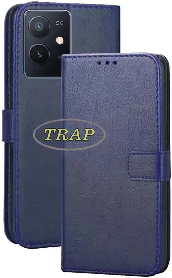 Blue_Artificial_Leather_IQOO_Z6_5G_Back_Cover