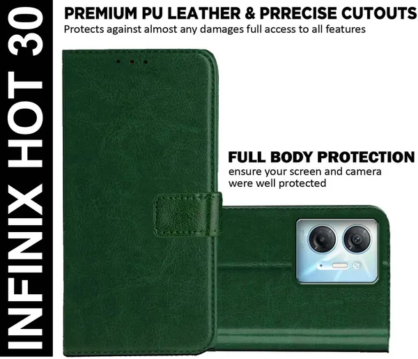 Green_Artificial_Leather_Infinix_Hot_30_Back_Cover