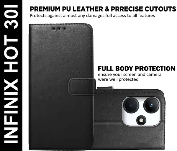 Black_Artificial_Leather_Infinix_Hot_30i_Back_Cover