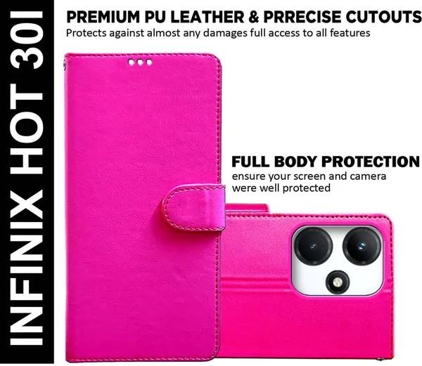 Pink_Artificial_Leather_Infinix_Hot_30i_Back_Cover