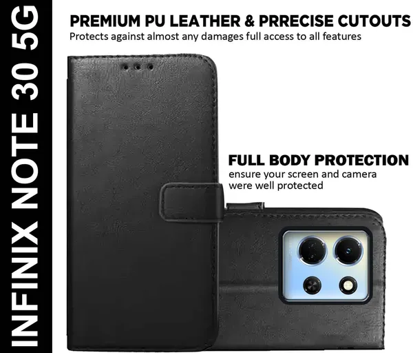 Black_Artificial_Leather_Infinix_Note_30_5G_Flip_Cover