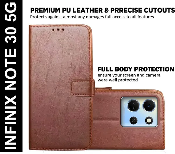 Brown_Artificial_Leather_Infinix_Note_30_5G_Flip_Cover