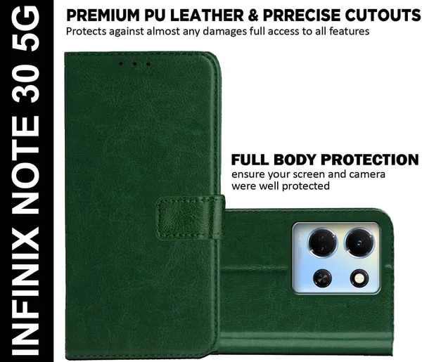 Green_Artificial_Leather_Infinix_Note_30_5G_Flip_Cover