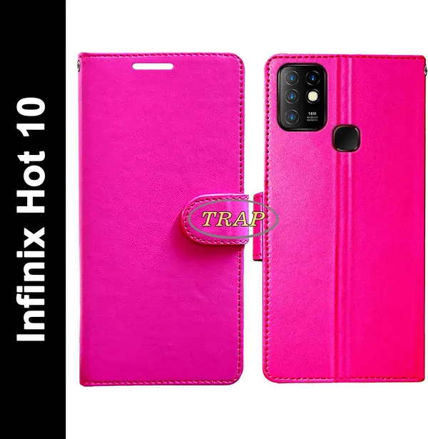 Pink_Artificial_Leather_Infinix_Hot_10_Back_Cover