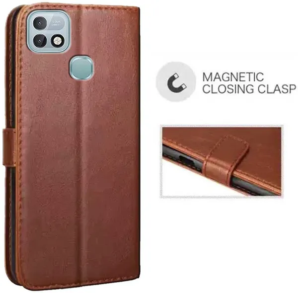 Brown_Artificial_Leather_Infinix_Hot_10i_Back_Cover
