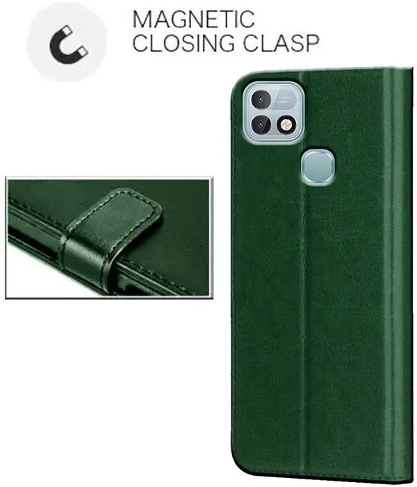 Green_Artificial_Leather_Infinix_Hot_10i_Back_Cover