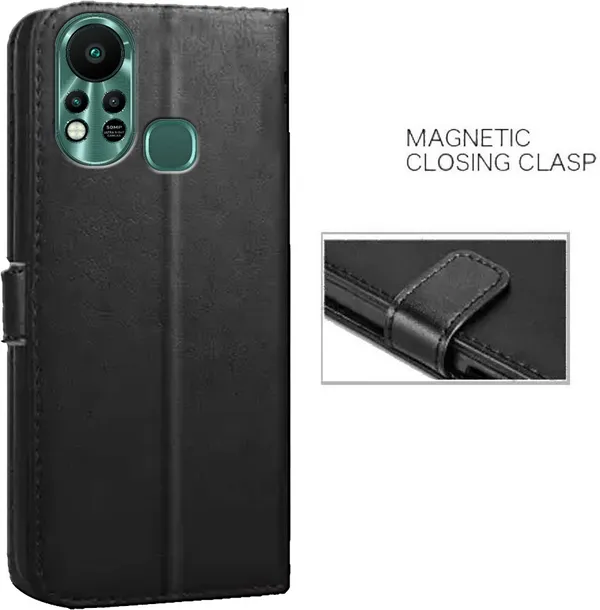 Black_Artificial_Leather_Infinix_Hot_11S_Back_Cover
