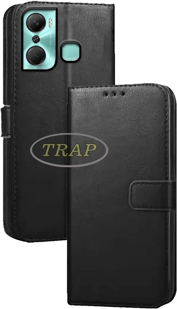 Black_Artificial_Leather_Infinix_Hot_12_Pro_Back_Cover