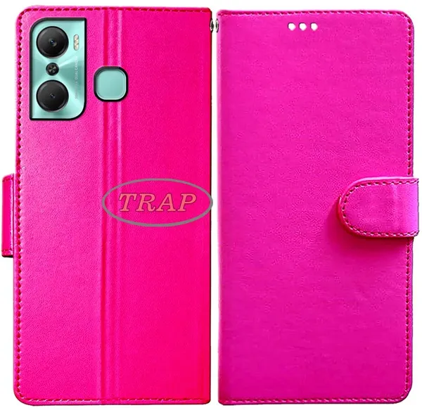 Pink_Artificial_Leather_Infinix_Hot_12_Pro_Back_Cover