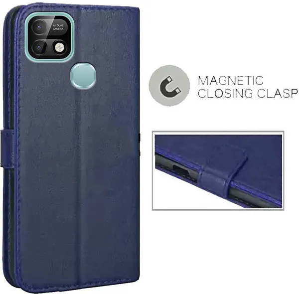 Blue_Artificial_Leather_Infinix_Smart_5_Pro_Back_Cover