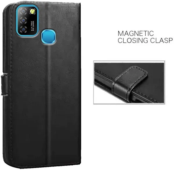 Black_Artificial_Leather_Infinix_Smart_5A_Back_Cover