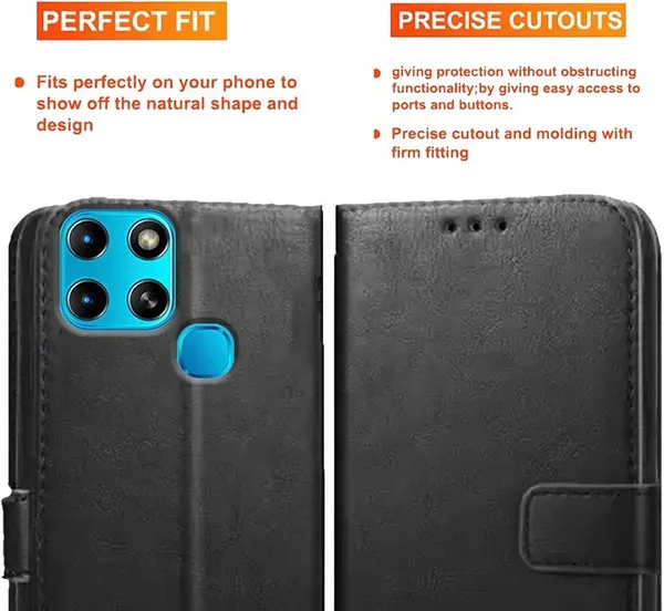 Black_Artificial_Leather_Infinix_Smart_6_Back_Cover