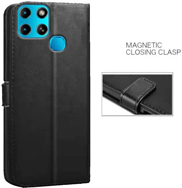 Black_Artificial_Leather_Infinix_Smart_6_Back_Cover