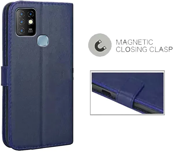 Blue_Leather_Infinix_Hot_10_Flip_Cover