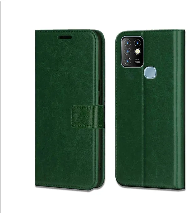 Green_Leather_Infinix_Hot_10_Flip_Cover