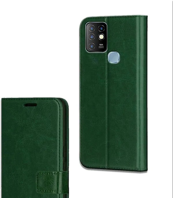Green_Leather_Infinix_Hot_10_Flip_Cover