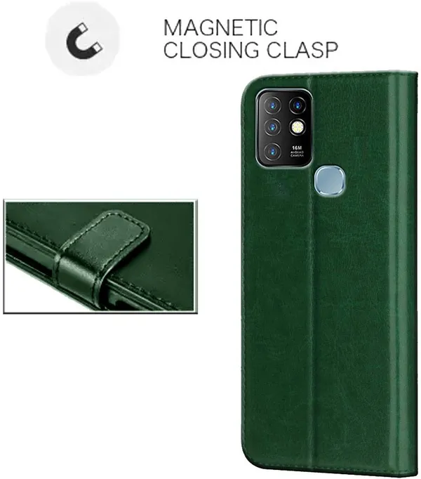 Green_Leather_Infinix_Hot_10_Flip_Cover