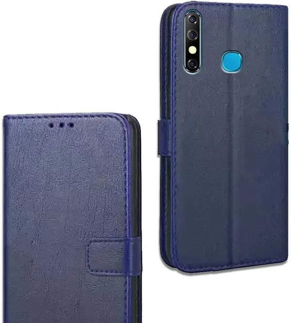 Blue_Leather_Infinix_Hot_8_Flip_Cover