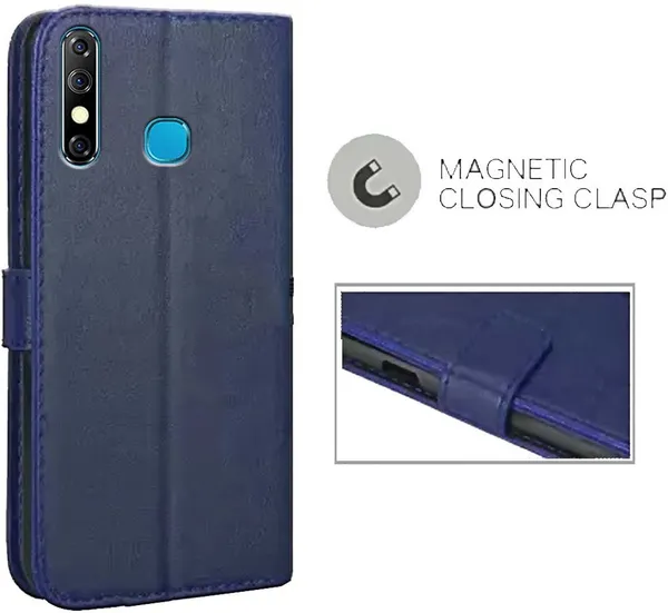 Blue_Leather_Infinix_Hot_8_Flip_Cover