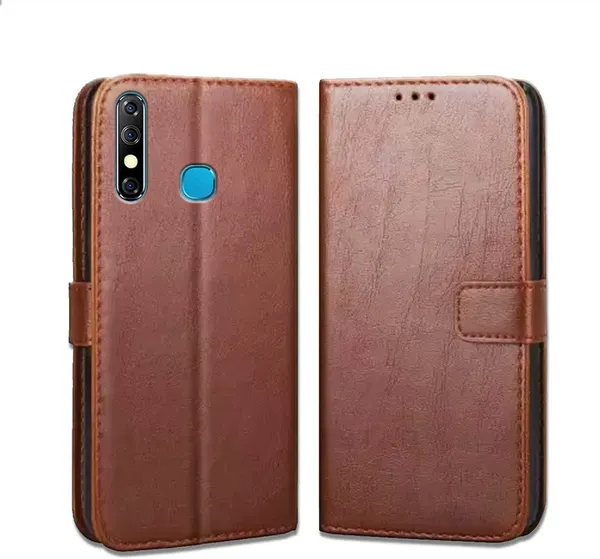 Brown_Leather_Infinix_Hot_8_Flip_Cover