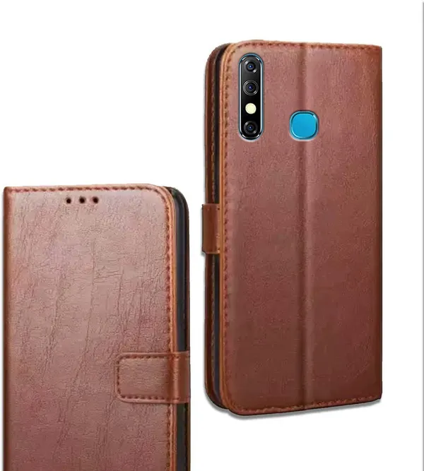 Brown_Leather_Infinix_Hot_8_Flip_Cover
