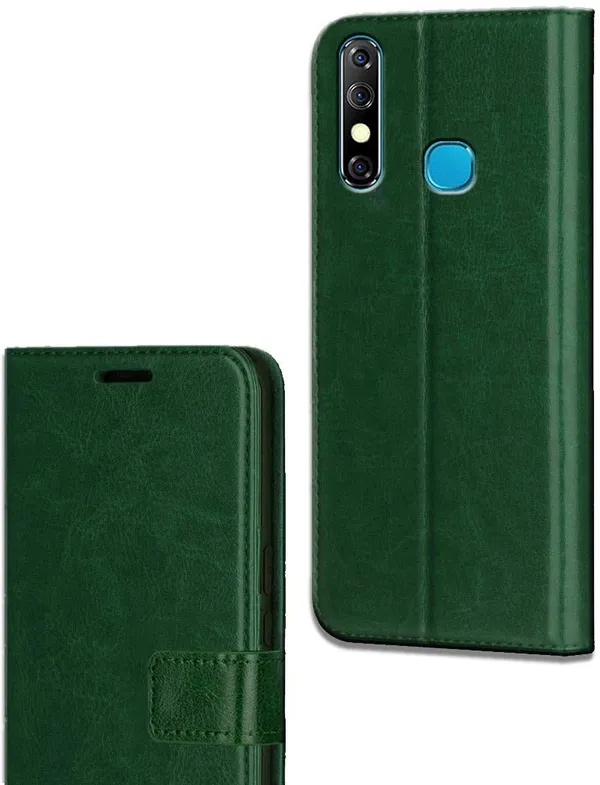 Green_Leather_Infinix_Hot_8_Flip_Cover