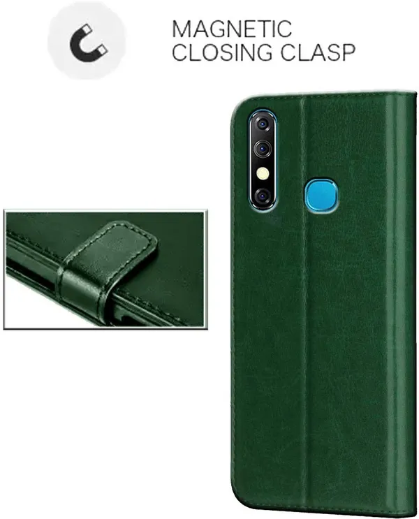 Green_Leather_Infinix_Hot_8_Flip_Cover