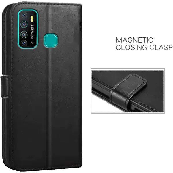 Black_Artificial_Leather_Infinix_Hot_9_Flip_Cover