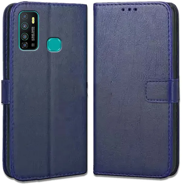 Blue_Leather_Infinix_Hot_9_Flip_Cover