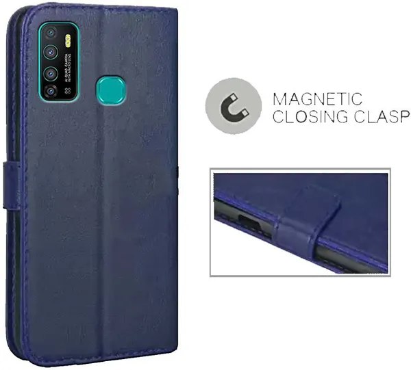 Blue_Leather_Infinix_Hot_9_Flip_Cover
