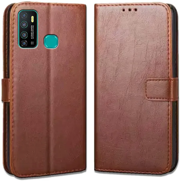 Brown_Leather_Infinix_Hot_9_Flip_Cover