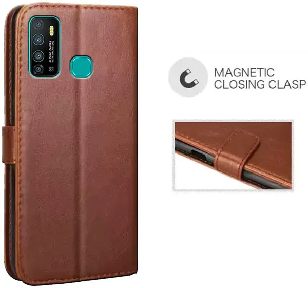 Brown_Leather_Infinix_Hot_9_Flip_Cover