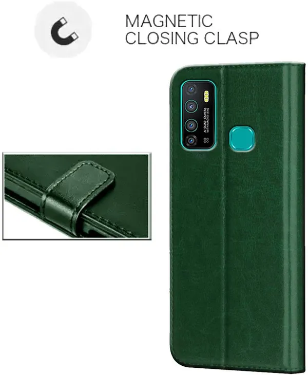 Green_Leather_Infinix_Hot_9_Flip_Cover