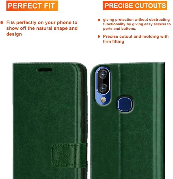 Green_Artificial_Leather_Infinix_Hot_S3X_Flip_Cover