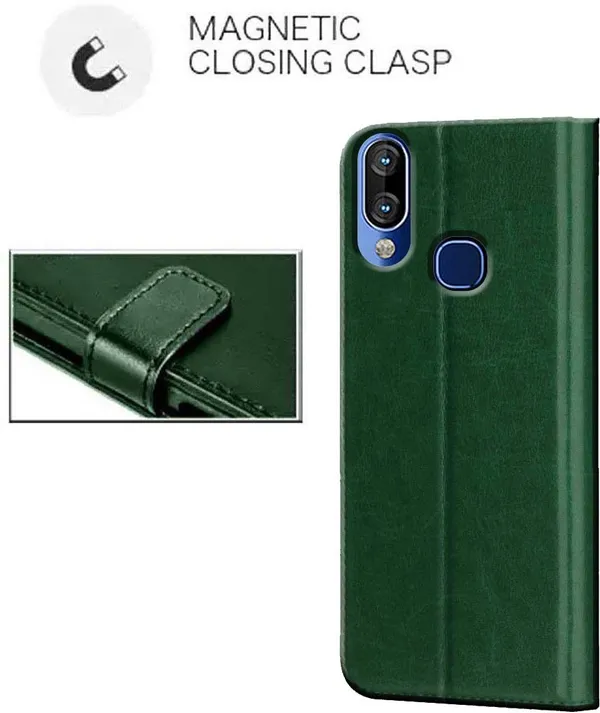 Green_Artificial_Leather_Infinix_Hot_S3X_Flip_Cover