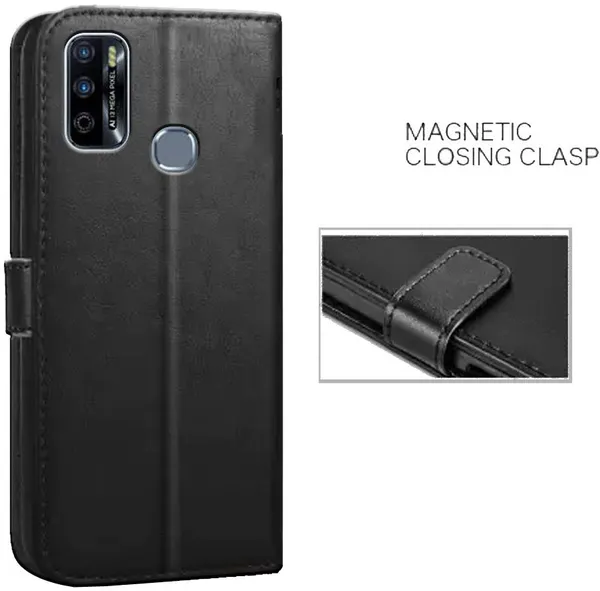 Black_Artificial_Leather_Infinix_Smart_4_Plus_Flip_Cover