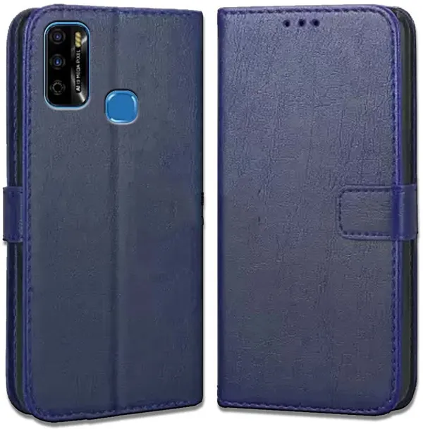 Blue_Leather_Infinix_Smart_4_Plus_Flip_Cover