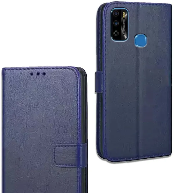 Blue_Leather_Infinix_Smart_4_Plus_Flip_Cover