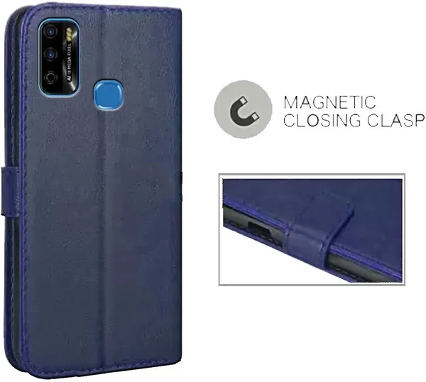 Blue_Leather_Infinix_Smart_4_Plus_Flip_Cover