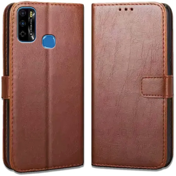 Brown_Leather_Infinix_Smart_4_Plus_Flip_Cover