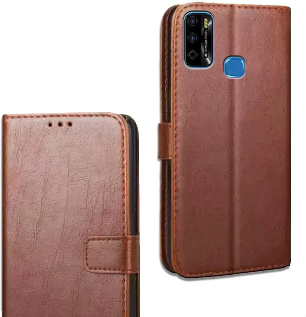 Brown_Leather_Infinix_Smart_4_Plus_Flip_Cover