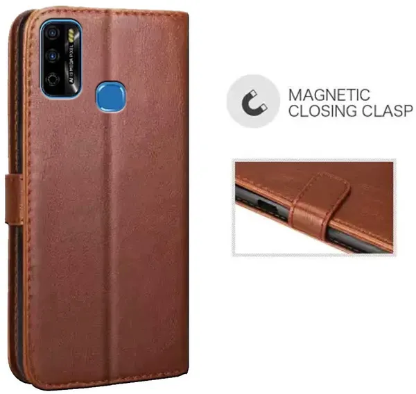 Brown_Leather_Infinix_Smart_4_Plus_Flip_Cover