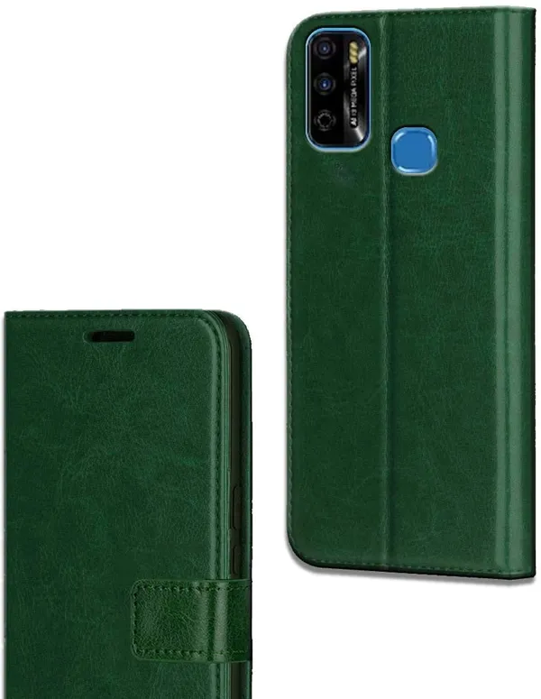 Green_Leather_Infinix_Smart_4_Plus_Flip_Cover