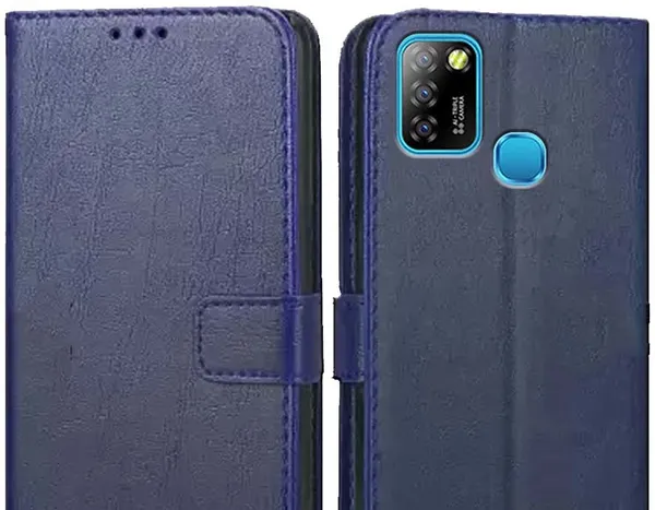 Blue_Artificial_Leather_Infinix_Smart_5_Flip_Cover