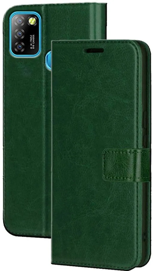 Green_Artificial_Leather_Infinix_Smart_5_Flip_Cover