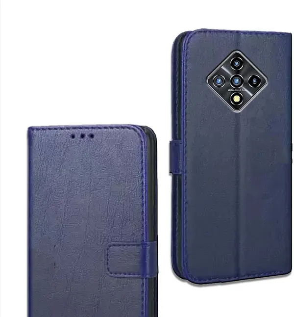 Blue_Leather_Infinix_Zero_8i_Flip_Cover
