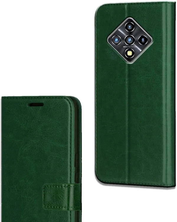 Green_Leather_Infinix_Zero_8i_Flip_Cover